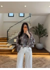 MAVİ TASARIM KOL FIRFIRLI BLUZ - 5137