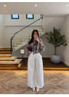 MAVİ TASARIM KOL FIRFIRLI BLUZ - 5137