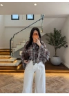 MAVİ TASARIM KOL FIRFIRLI BLUZ - 5137