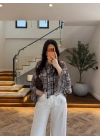MAVİ TASARIM KOL FIRFIRLI BLUZ - 5137