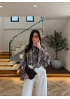 MAVİ TASARIM KOL FIRFIRLI BLUZ - 5137