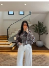 MAVİ TASARIM KOL FIRFIRLI BLUZ - 5137