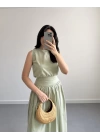 MİNT YEŞİL CROP POPLİN ETEK TAKIM