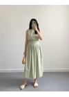 MİNT YEŞİL CROP POPLİN ETEK TAKIM