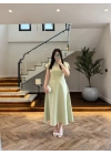 (ÖN SİPARİŞ )MİNT ÇİÇEK DESEN ELBİSE -3246