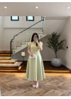 (ÖN SİPARİŞ )MİNT ÇİÇEK DESEN ELBİSE -3246