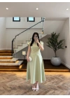(ÖN SİPARİŞ )MİNT ÇİÇEK DESEN ELBİSE -3246