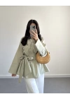 MİNT YEŞİL BELİ KUŞAKLI POPLİN GÖMLEK