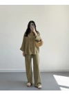 MİSTY HAKİ KETEN GÖMLEK TAKIM