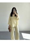 MİSTY SARI KETEN GÖMLEK TAKIM
