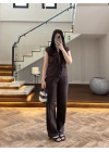 MSD KAHVE SIFIR KOL YELEK TAKIM-8602