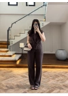 MSD KAHVE SIFIR KOL YELEK TAKIM-8602