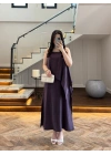 MÜRDÜM ASİMETRİK VOLAN DETAY ELBİSE-2403