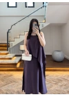 MÜRDÜM ASİMETRİK VOLAN DETAY ELBİSE-2403