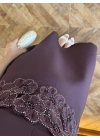 ( ÖN SİPARİŞ )MÜRDÜM ÇİÇEK DESEN ELBİSE -3246