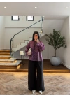 MÜRDÜM DESENLİ KOLU BÜZGÜLÜ GÖMLEK -EU5236