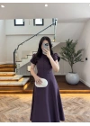 MÜRDÜM DÜĞME DETAY ELBİSE - 3201