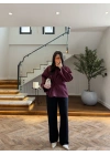 MÜRDÜM EKOSE BAĞCIKLI OVERSİZE GÖMLEK-5589