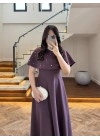 MÜRDÜM PELERİNLİ TAŞLI ELBİSE -3198