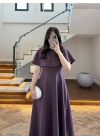 MÜRDÜM PELERİNLİ TAŞLI ELBİSE -3198
