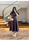 MÜRDÜM PELERİNLİ TAŞLI ELBİSE -3198