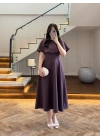 MÜRDÜM PELERİNLİ TAŞLI ELBİSE -3198