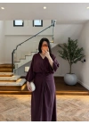 MÜRDÜM PİLE DETAY YARASA KOL ELBİSE-26K5404
