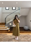OLİVE DÜĞMELİ TOKA DETAY ELBİSE -3925