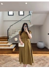 OLİVE DÜĞMELİ TOKA DETAY ELBİSE -3925