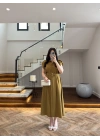 OLİVE DÜĞMELİ TOKA DETAY ELBİSE -3925