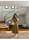 OLİVE DÜĞMELİ TOKA DETAY ELBİSE -3925