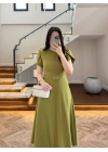 YEŞİL KEMERLİ ELBİSE -4064