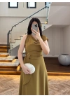 OLİVE OMUZ DETAY TOKALI ELBİSE-3978