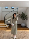 (ÖN SİPARİŞ ) OLİVE TOKA DETAY UZUN KOL ELBİSE-4201