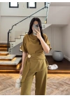 OLİVE YARIM KOL BELİ KUŞAKLI TAKIM -3977
