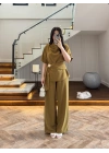 OLİVE YARIM KOL BELİ KUŞAKLI TAKIM -3977