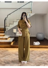 OLİVE YARIM KOL BELİ KUŞAKLI TAKIM -3977