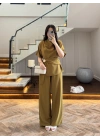 OLİVE YARIM KOL BELİ KUŞAKLI TAKIM -3977