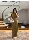 OLİVE YARIM KOL BELİ KUŞAKLI TAKIM -3977