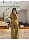 OLİVE YARIM KOL BELİ KUŞAKLI TAKIM -3977