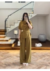 OLİVE YARIM KOL BELİ KUŞAKLI TAKIM -3977