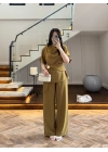 OLİVE YARIM KOL BELİ KUŞAKLI TAKIM -3977