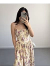 OLİVİA SARI ÇİÇEKLİ ELBİSE