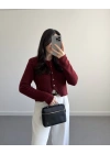 ÖNÜ DÜĞMELİ HIRKA BORDO