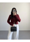 ÖNÜ DÜĞMELİ HIRKA BORDO