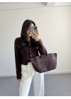 ÖNÜ DÜĞMELİ HIRKA KAHVE