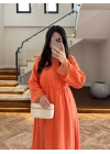 ORANGE DANTELLİ TENSEL ELBİSE-32466