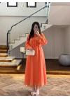ORANGE DANTELLİ TENSEL ELBİSE-32466