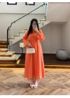 ORANGE DANTELLİ TENSEL ELBİSE-32466