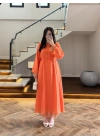 ORANGE DANTELLİ TENSEL ELBİSE-32466